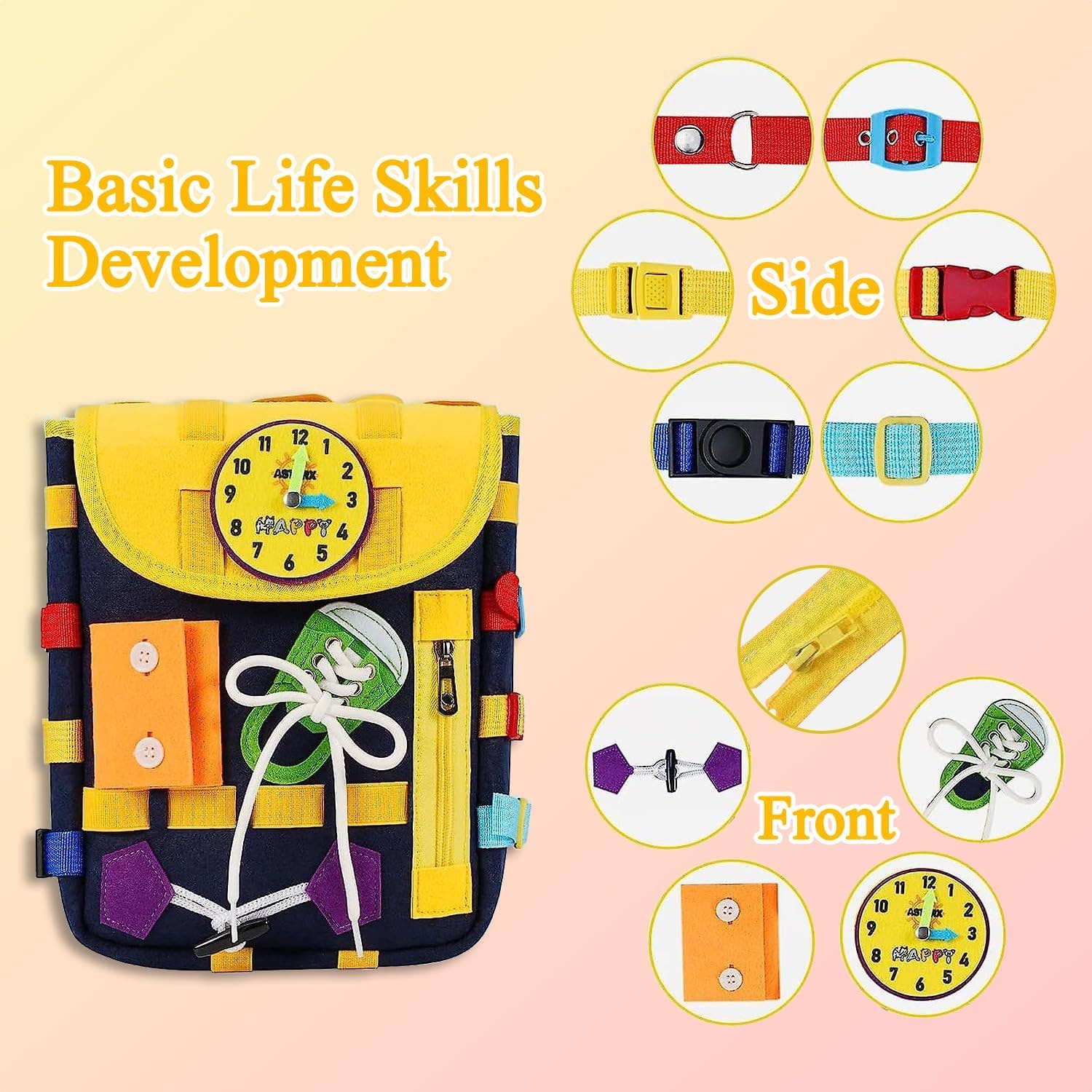VIGOR - Wholesale Backpack - Kids - Toddlers with Buckles and Zippers, Montessori Sensory Toys1