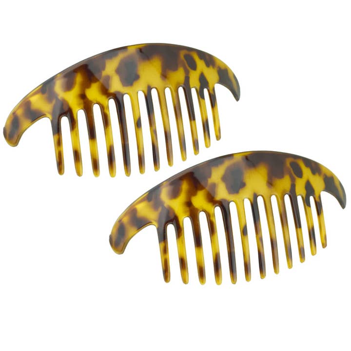 Parcelona - Wholesale Hair Brush/Comb - Parcelona French Alice Large Celluloid 12 Teeth Side Hair Combs for Women 2 Pcs