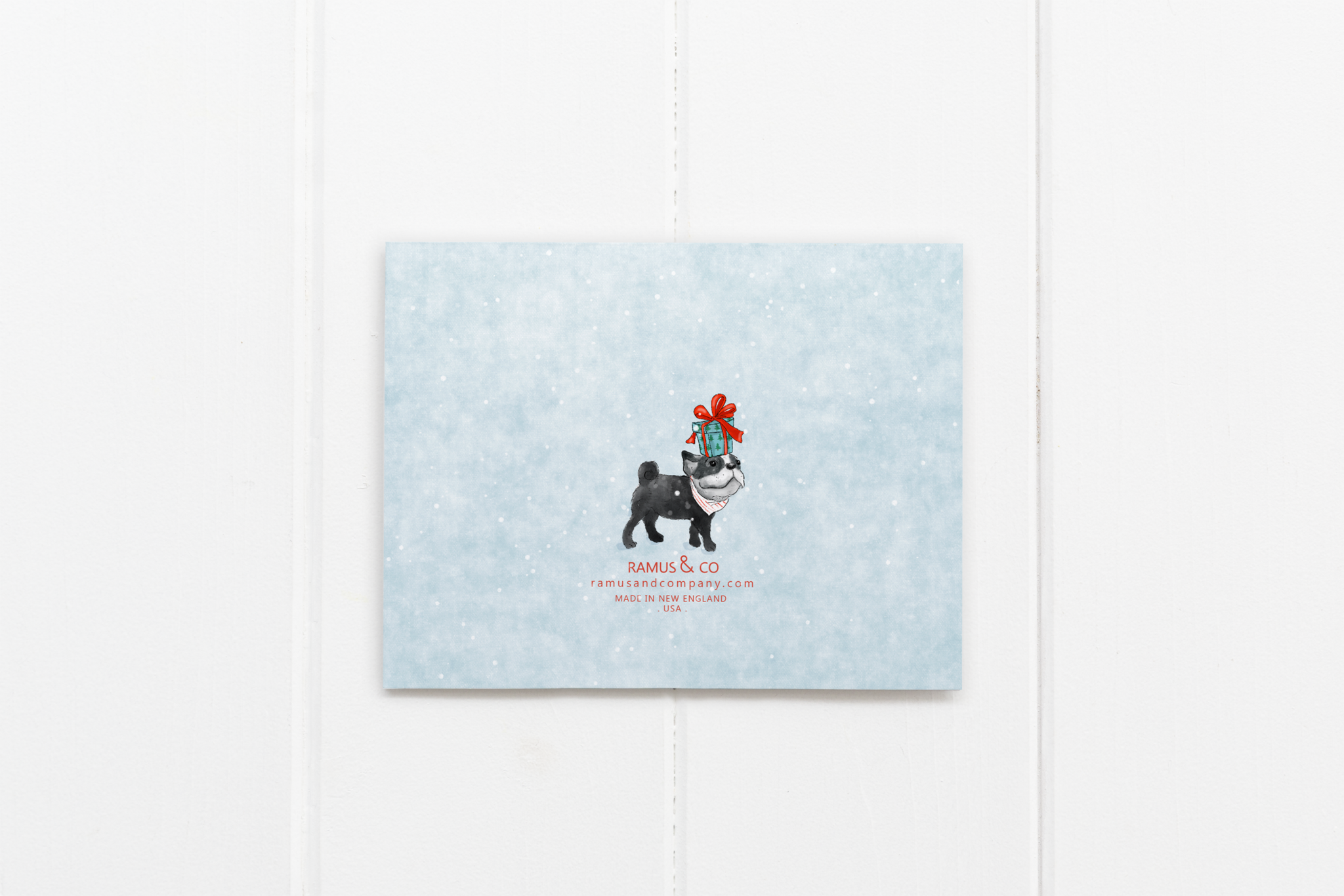 Ramus & Co. - Wholesale Christmas Card - Dog Walking in a Winter Wonderland Greeting Card1