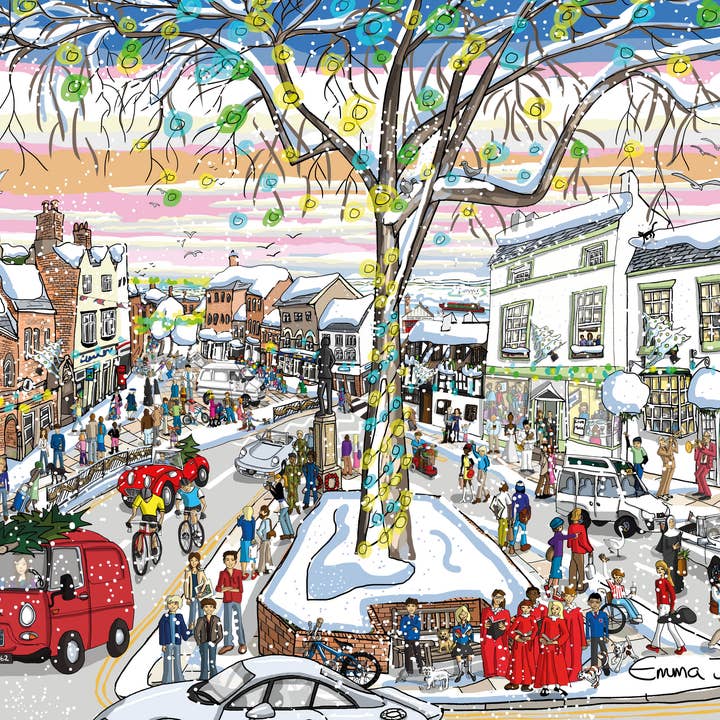FESTIVE GRANVILLE SQUARE - Emma Joustra Jigsaw Puzzle for wholesale by Great British Jigsaws