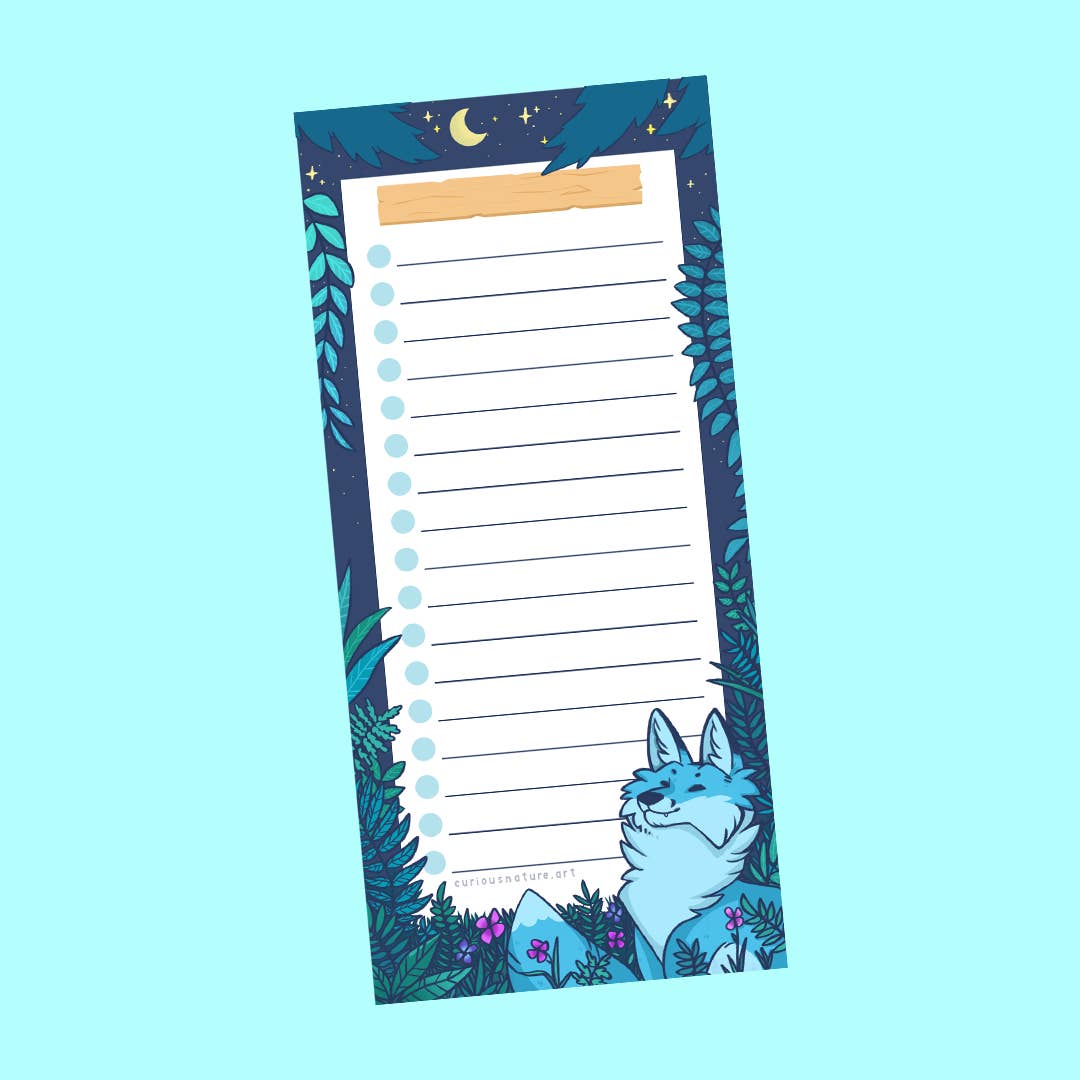 Curious Nature Studio - Wholesale Notepad - Curious Blue Fox • List Notepad