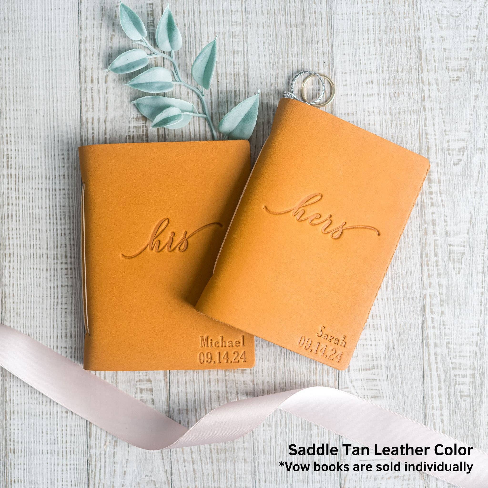 Ox & Pine - Wholesale Journal/Diary - His and Hers Personalized Leather Vow Book with Name and/or Date Pocket Notebook1