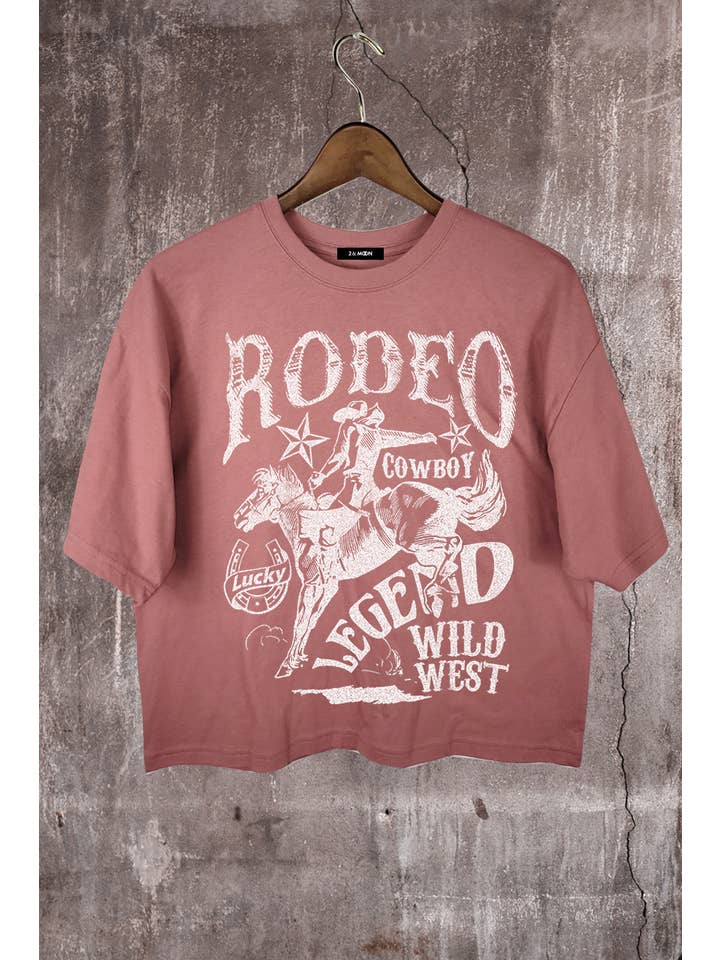 2&moon - Wholesale Screen printed t-shirt – Women′s - Rodeo Cowboy Graphic Crop Tee2