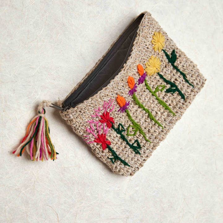 Resort Gardenia Crochet Pouch for wholesale by By Many Hands