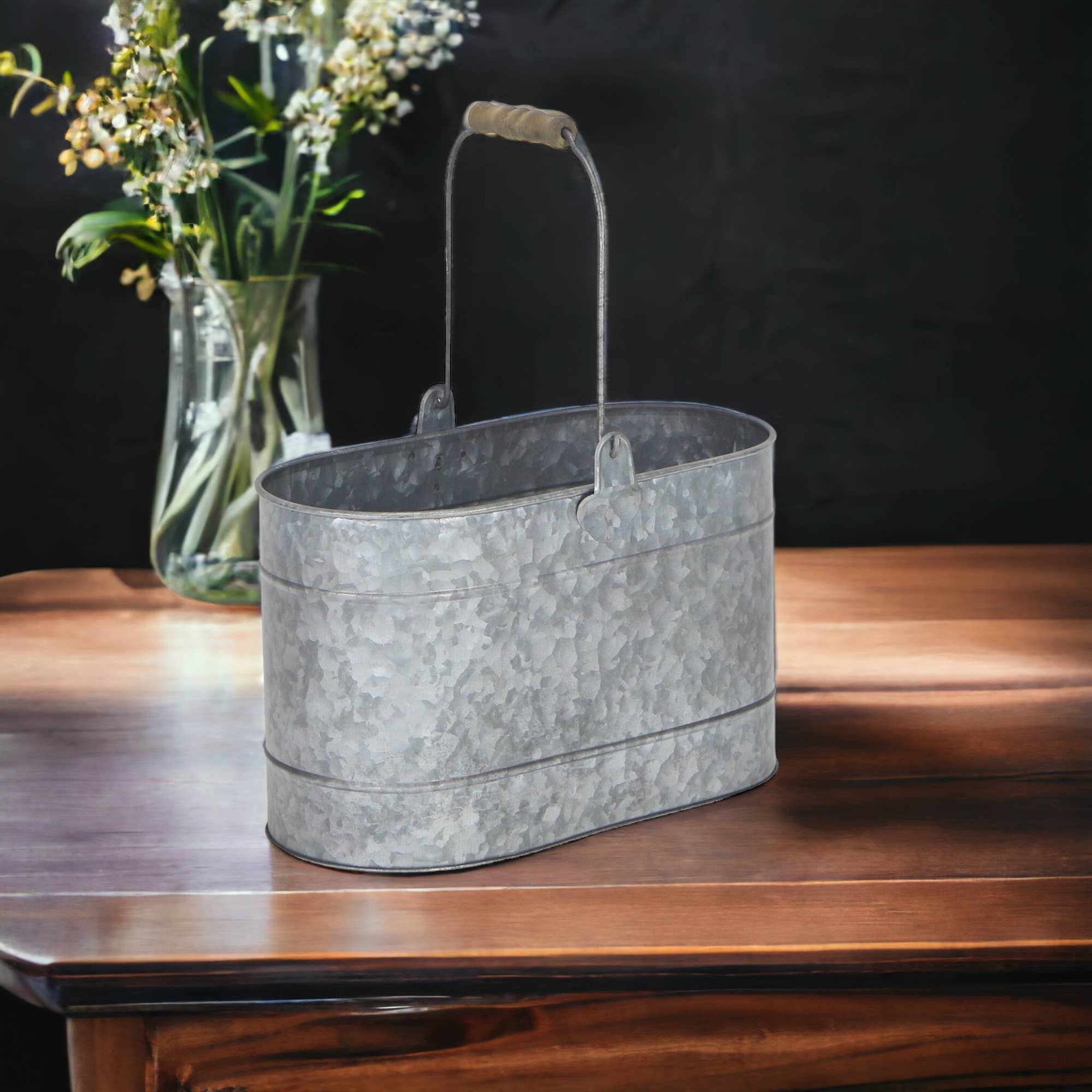 Cheungs Home Decor – wholesale Bucket/pail – Elwyn Oval Galvanized Bucket & Handle1