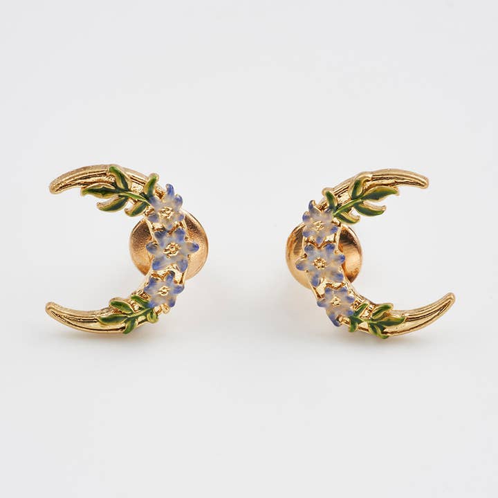 Fable England - Wholesale Stud/Post Earrings - Nightshade Moon Gold Stud Earrings0