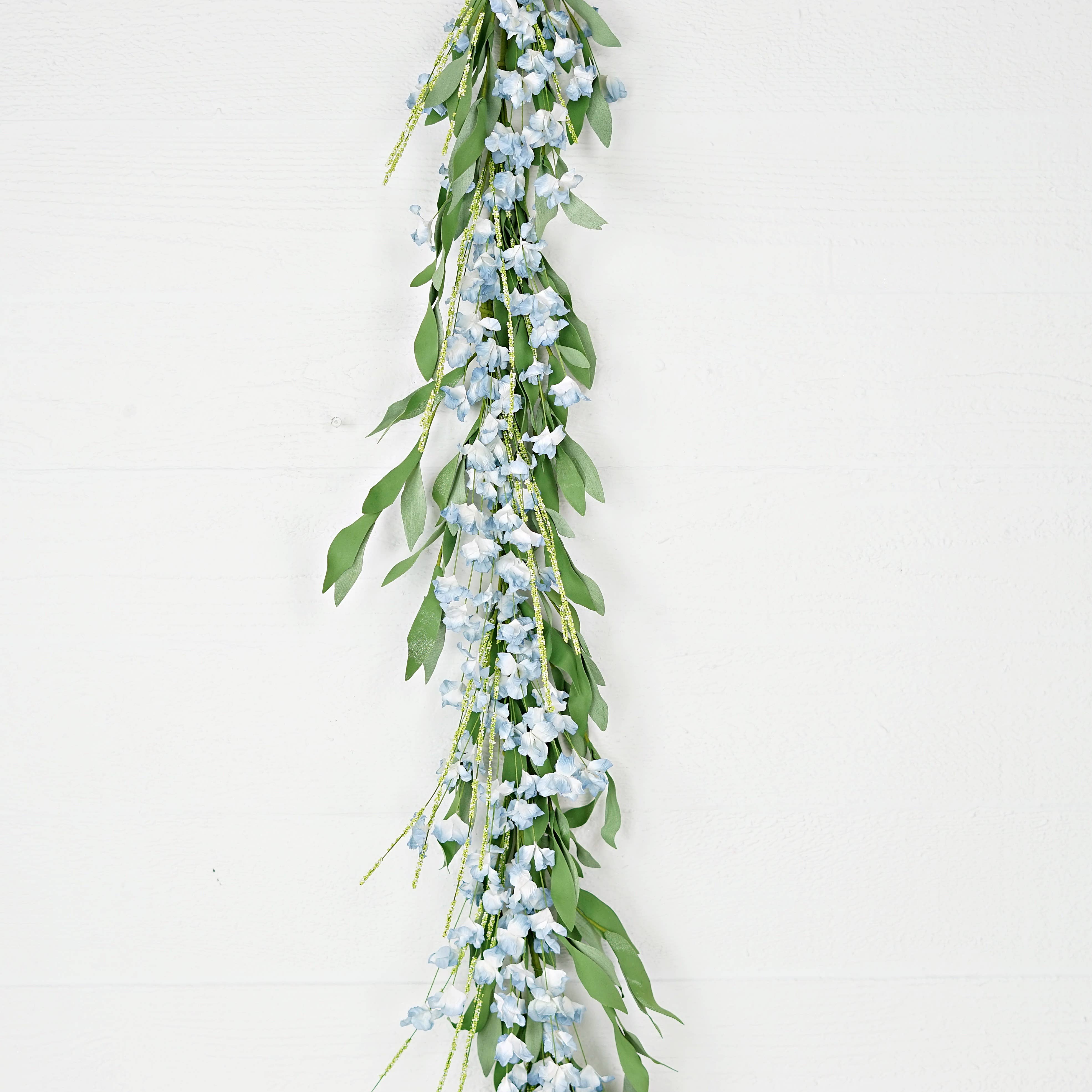 Impressive Enterprises, Inc. - Wholesale Artificial Flowers - 35111- 4ft Garland-Blue Cream Mountain Flowers4