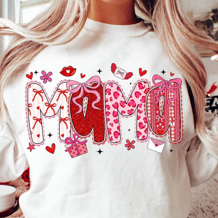 Valentinsdag preppy mama grafisk t-shirt eller sweatshirt for engroshandel hos Basil & Burch
