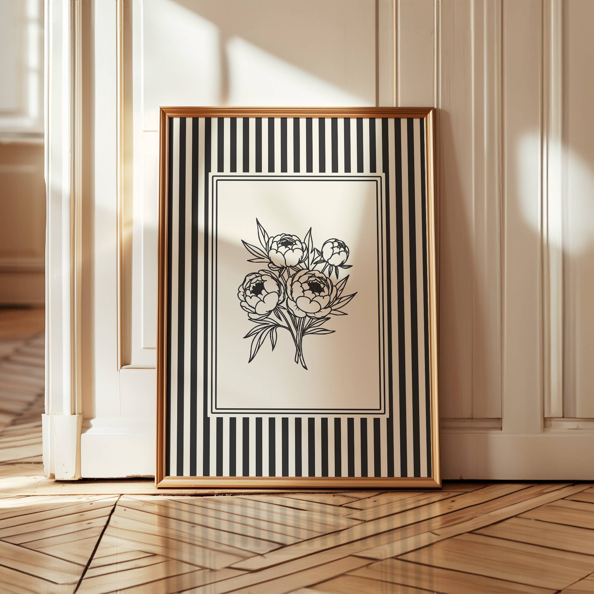Paperly Creative Co - Wholesale Art Print - Minimalist Black & White Peonies Art Print II13