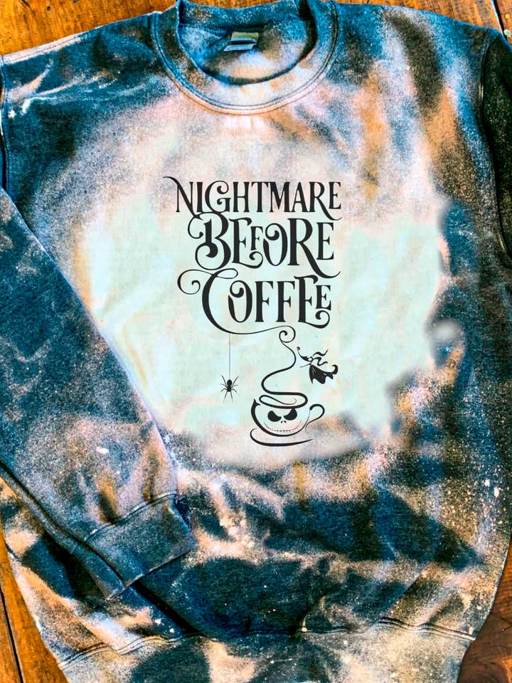 Nightmare Before Coffee Fleece Lined Crewneck for wholesale by MM Custom Apparel
