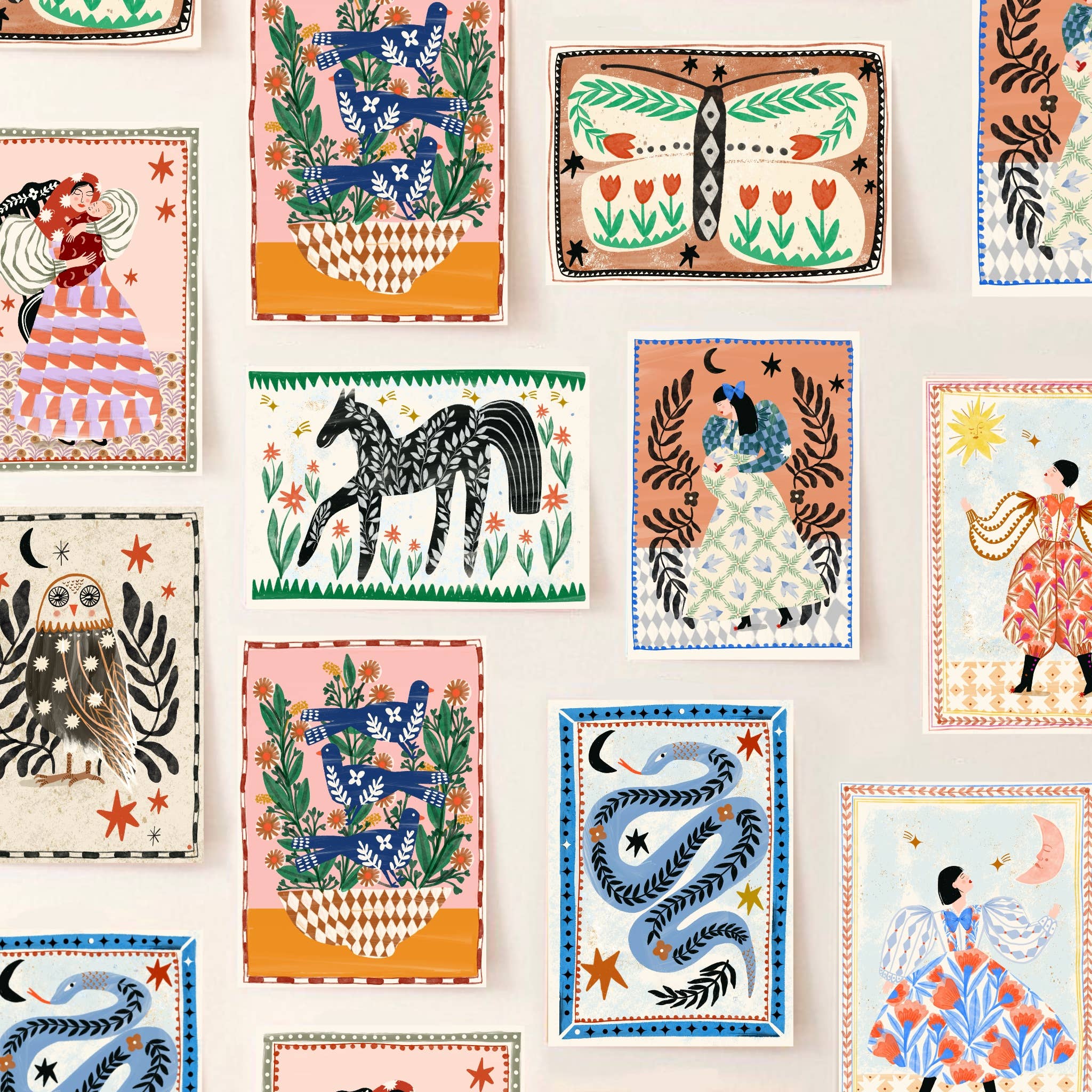 Carole Hillman - Venta al por mayor Ilustración - Búho folclórico4