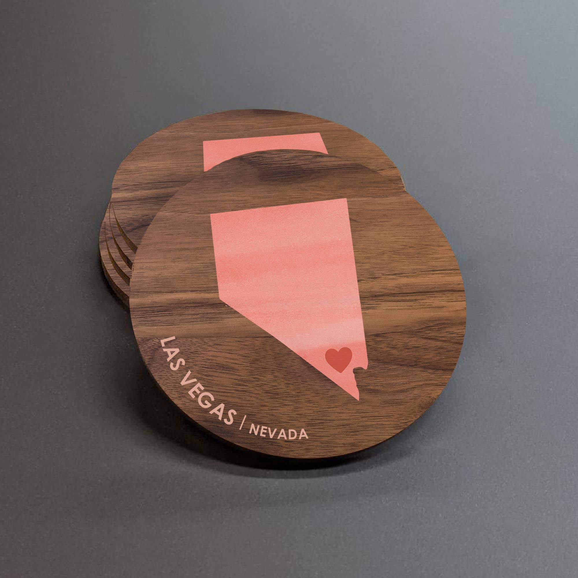 9th Letter Press - Wholesale Coasters - Maple Wood with Walnut UV Print - City and State Coaster