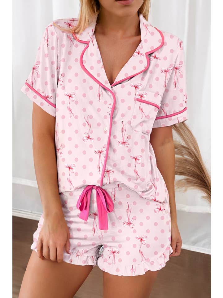 Little Daisy Closet - Wholesale Sleepwear Set - Women's - LDC Floral Casual Short Sleeve Two piece Pajamas