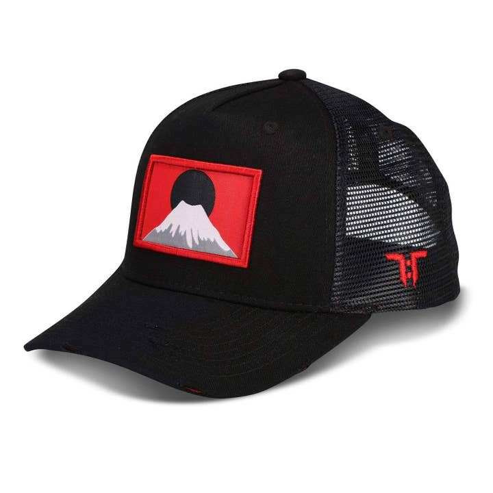 Tokyo Time - Wholesale Trucker Hat - Unisex - Tokyo Time Mount Fuji Cap - Black/Red