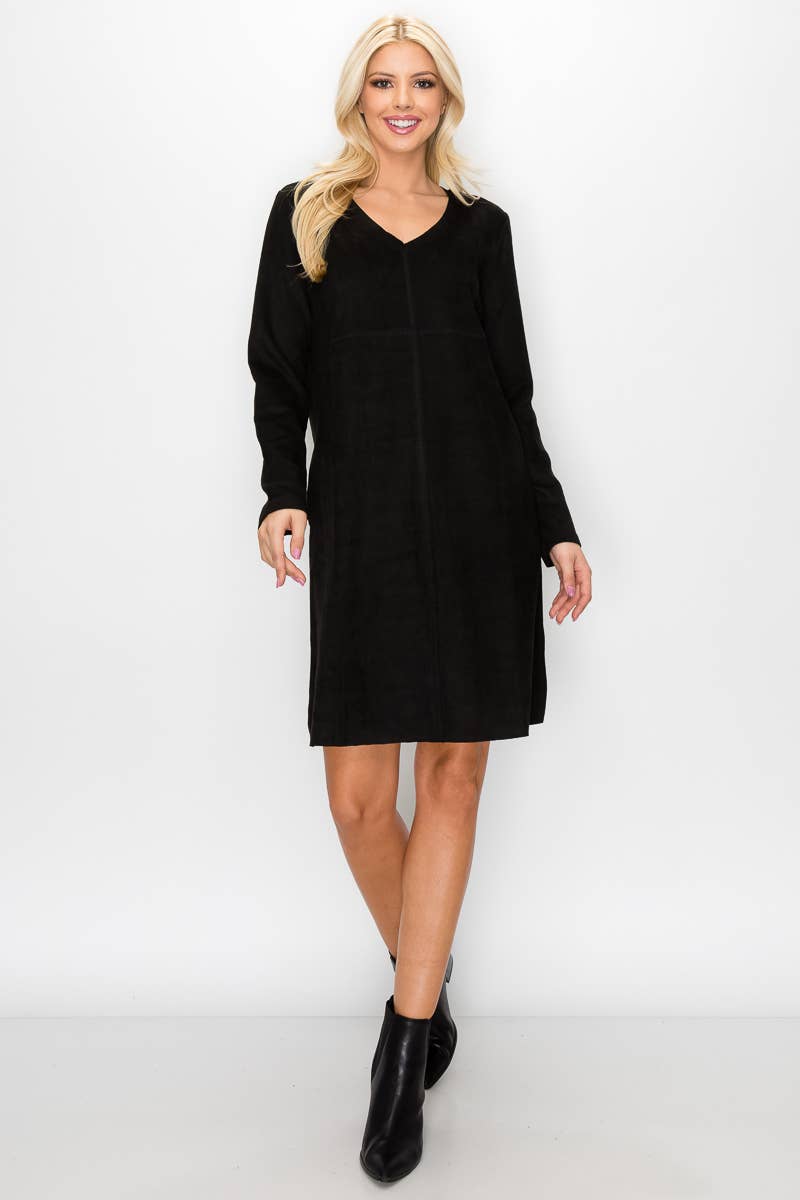 Joh Apparel – Vestido - Mulher por atacado – Vestido Aurora Stretch Camurça com Decote em V SEM Bolsos34