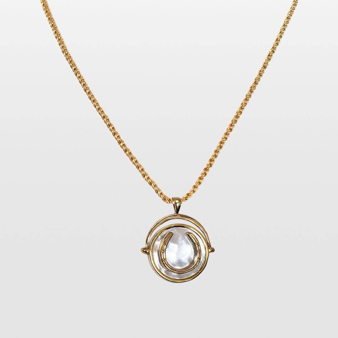 URBAN-EQUESTRIAN - Wholesale Pendant/Charm Necklace - Cody - Two Tone Crown Coin Horseshoe Necklace8