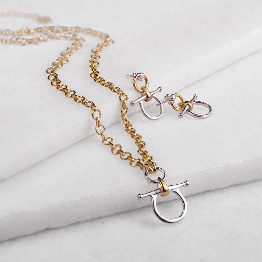 URBAN-EQUESTRIAN - Wholesale Pendant/Charm Necklace - Chelsea - Two Tone Equestrian Horse Bit Necklace4