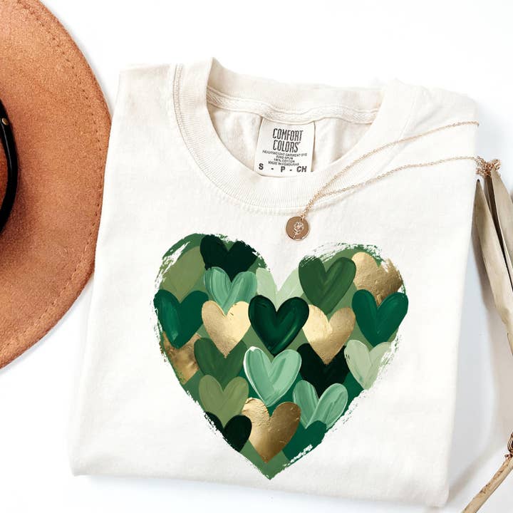 Komfortfärg St Patrick's Day Hjärttröja, Grön Shamrock för wholesale av Glaime