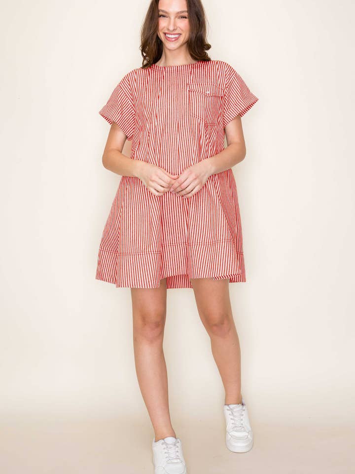 Star Drop - Wholesale Dress - Women's - STRIPE SWING SHORT DRESS- SDD637514