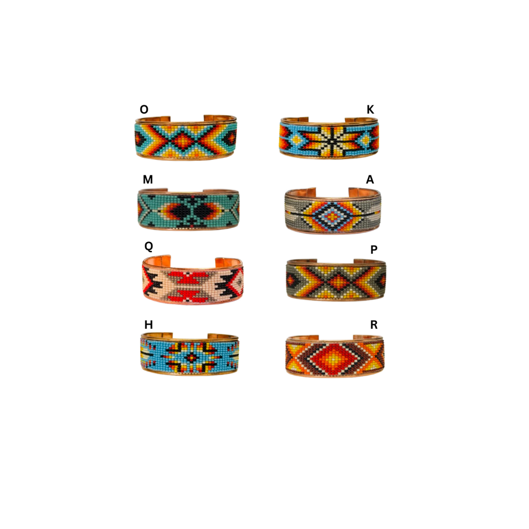 Shelley Enterprises Inc. - Wholesale Cuff Bracelet - 699-1' Pure Copper Native Style Handmade Czech Bead Cuff 1