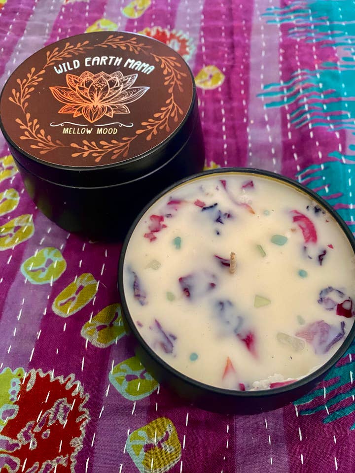 Mellow Mood 8oz aromatherapy candle for wholesale by Wild Earth Mama