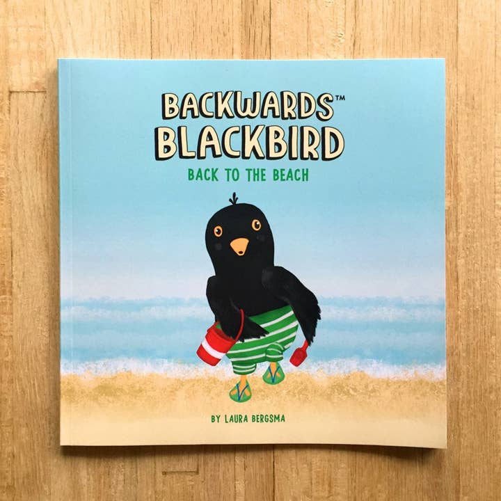Children's Book, Backwards Blackbird Back to the Beach for wholesale by Laura Bergsma Studio