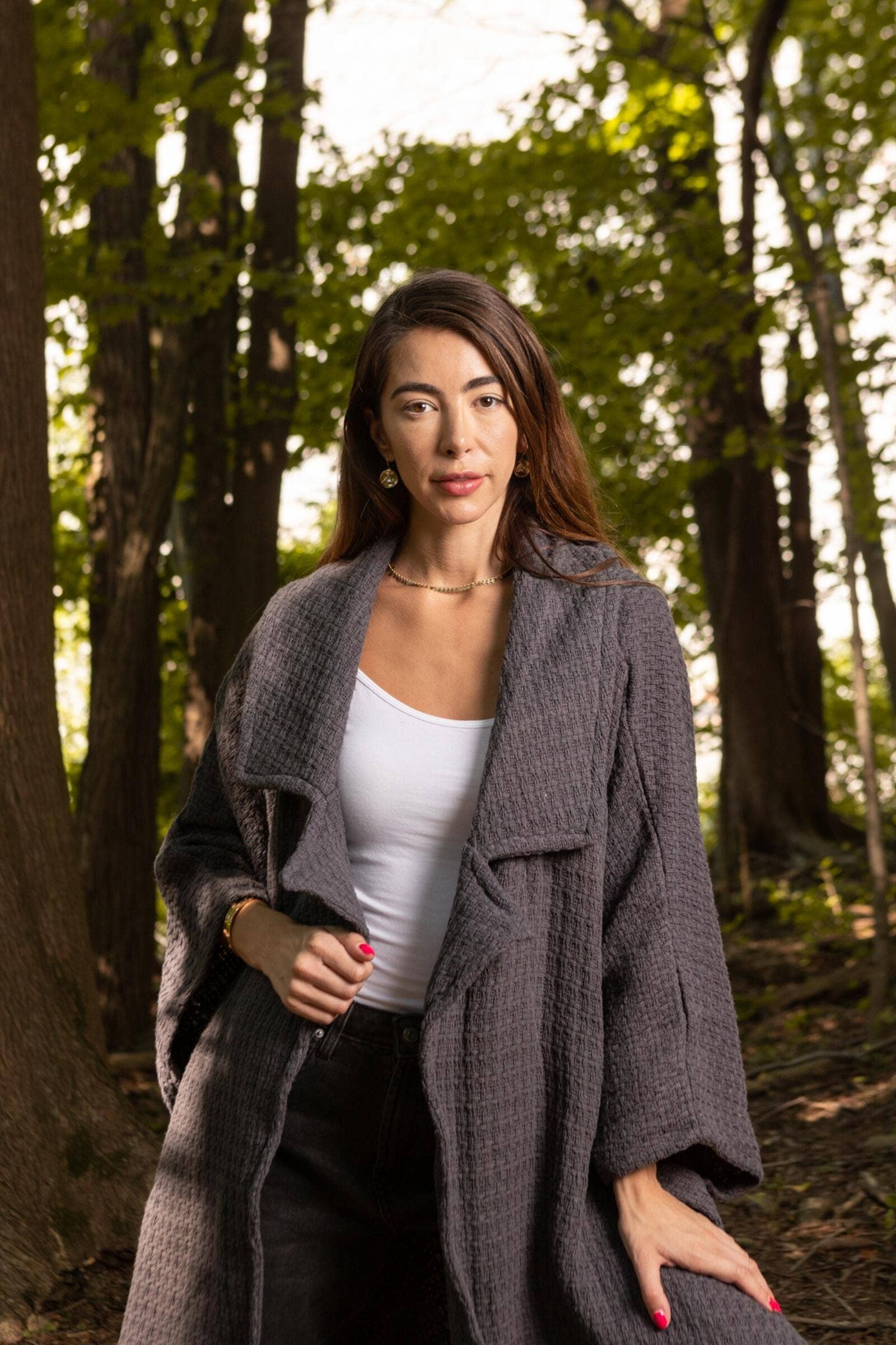 SAACHI - Wholesale Kimono - Women's - Comfy Oversized Waffle Knit Collared Jacket1