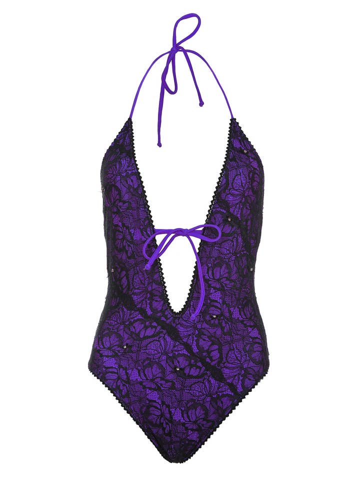 TGK 'La Soirée' COSTUME DA BAGNO CON FIOCCO - VIOLA per la vendita all'ingrosso da parte di The Gold Key