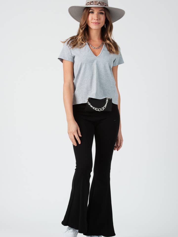 Lucca Couture - Wholesale T-Shirt - Women's - Classic Fashion Tee Deep V-Neck Tee