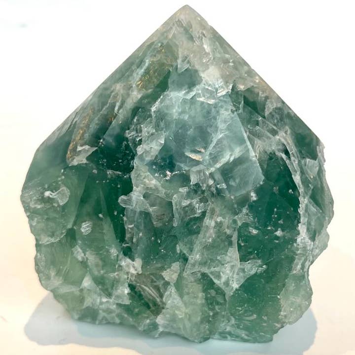 Ny! Poleret grøn fluorit naturlig & unik krystal sten gave indpakket 398g for engroshandel hos Reiju