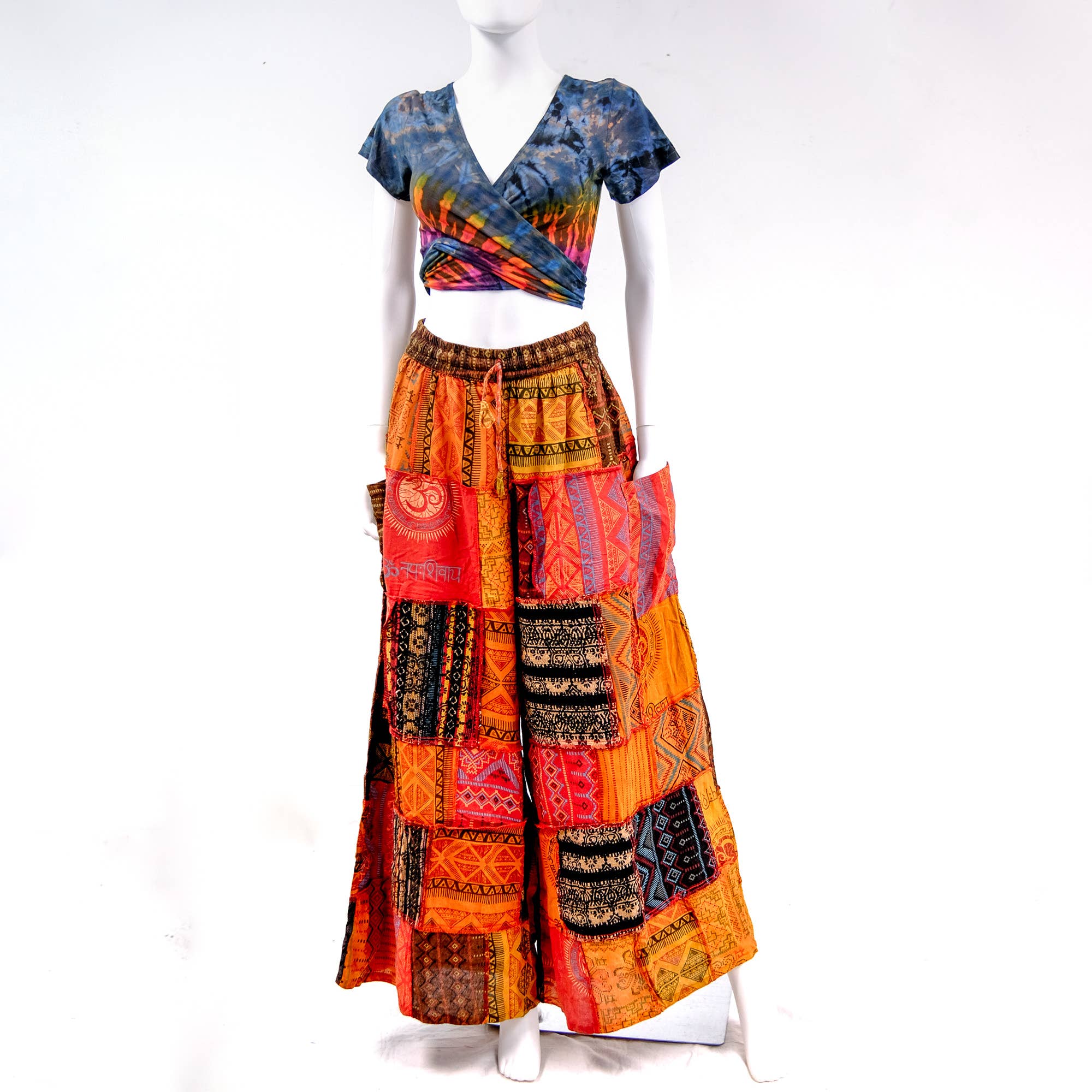 Karma Nepal Crafts – Großhandel Hose – Damen – Handgewebte bunte Boho-Palazzo-Hose aus Patchwork0