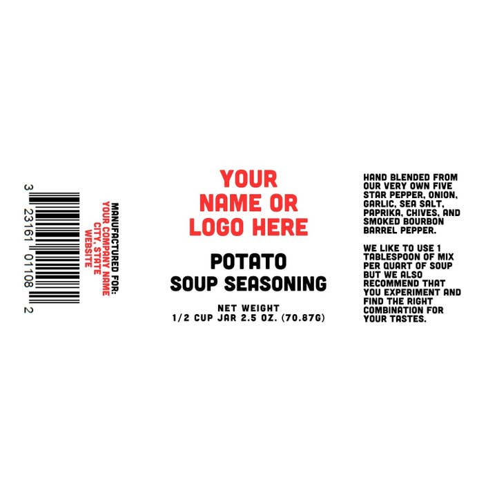 Potato Soup Seasoning - Custom Name / Logo Label for wholesale by Rachel's Spice Company