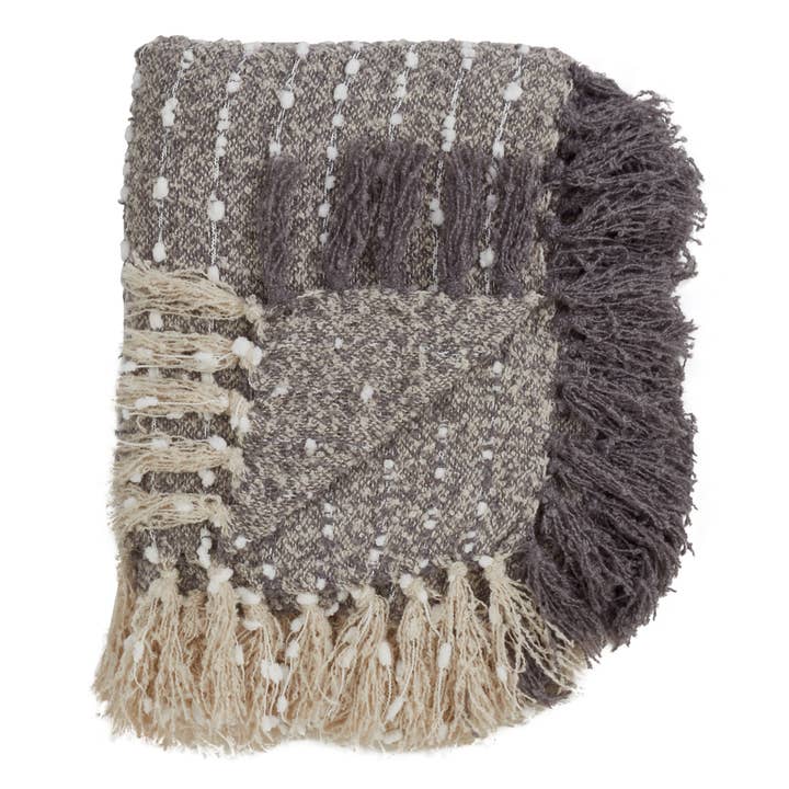 Grey Petite Pom Pom Throw for wholesale on Faire