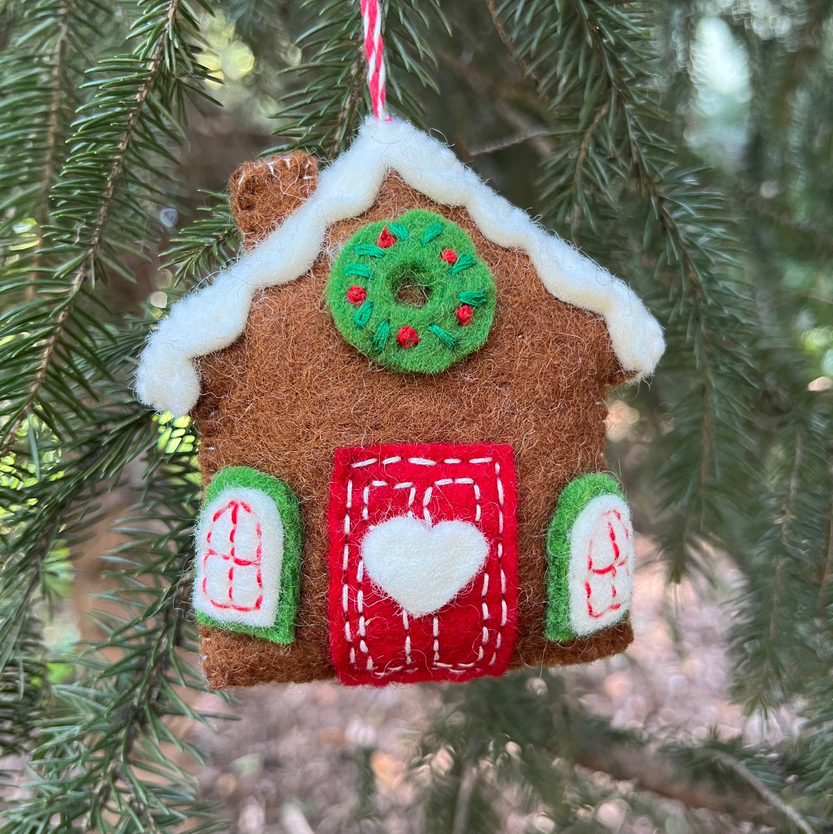 Ornaments 4 Orphans - Wholesale Ornament - Gingerbread House, Brown, Felt Wool Christmas Ornament1