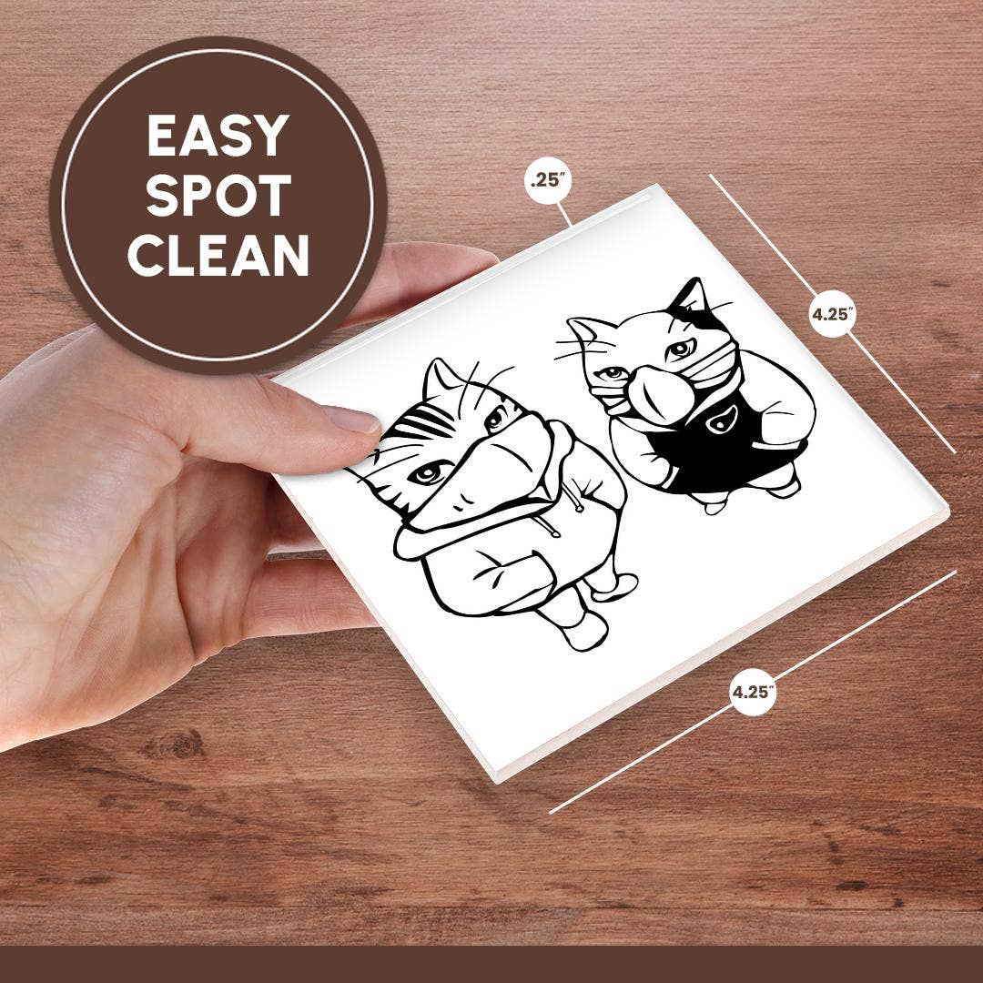 3dRose - Wholesale Coasters - 3dRose, Cool Cats Drawing Wearing Face Masks Image COVID 19, 3DRAMM, Coaster6