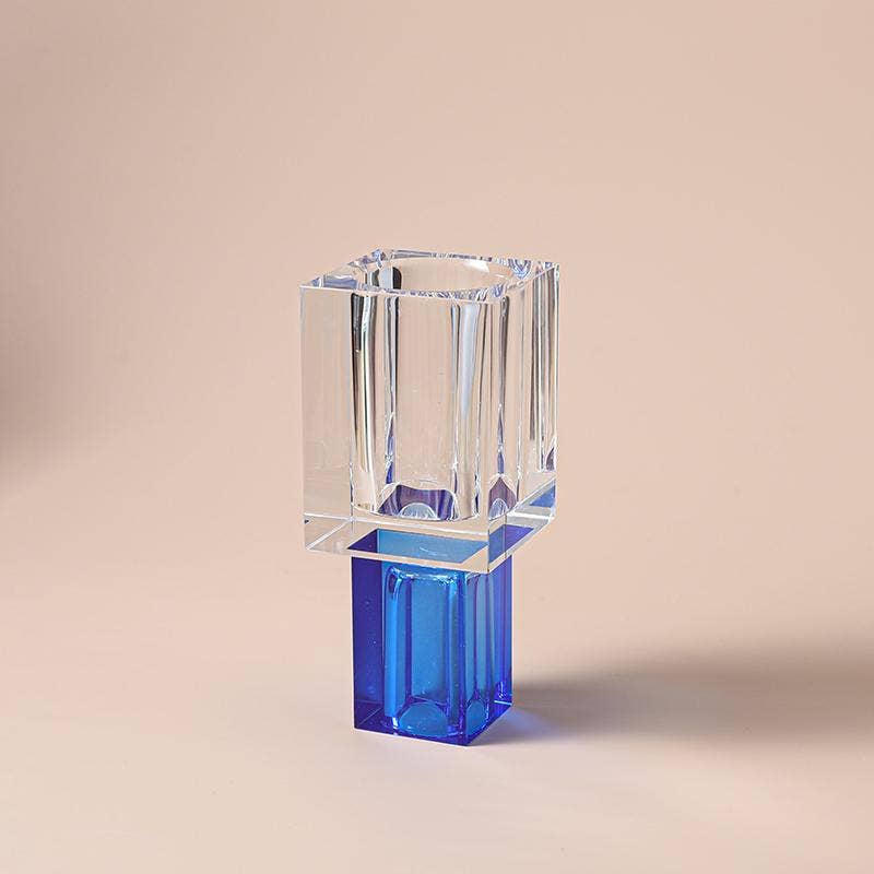 VIVIENCE – wholesale Vase – Crystal Square Vase with Colored Base22
