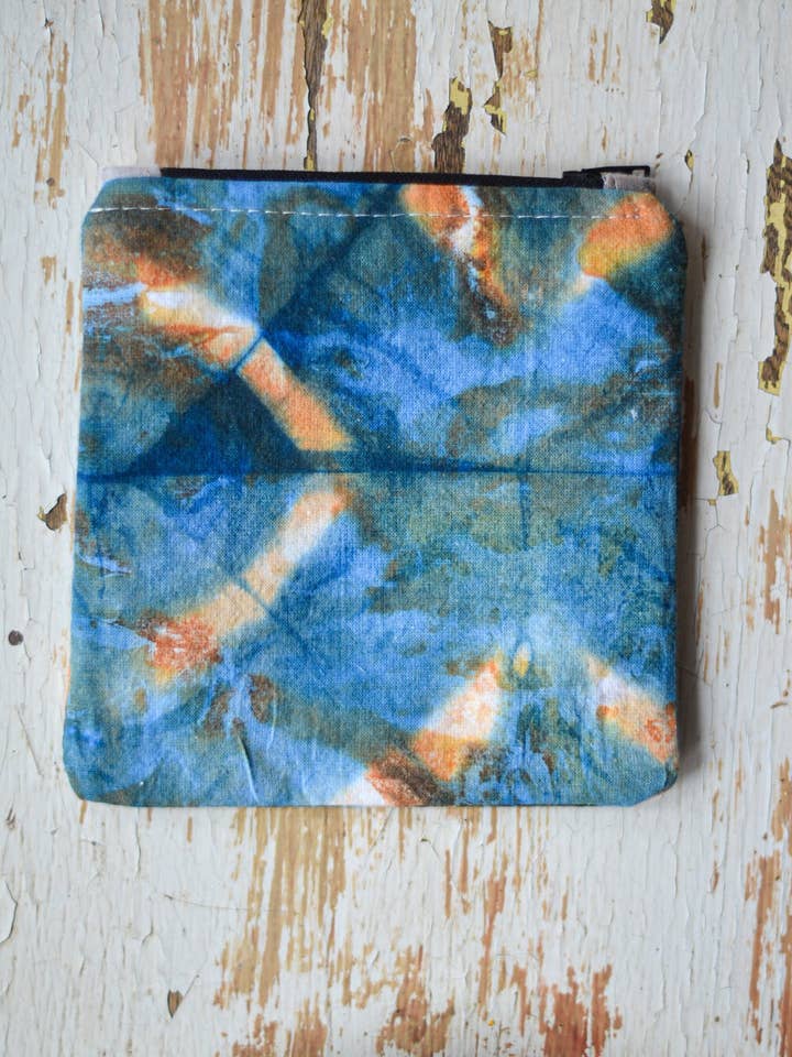 Indigo + Rust Zipper Pouch for wholesale by Aaron Sanders Head Studio