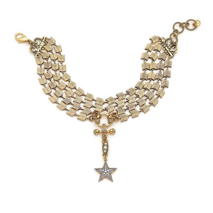 Collana Girocollo Stella Polare in Ottone Placcato Oro per la vendita all'ingrosso da parte di Mon Reve