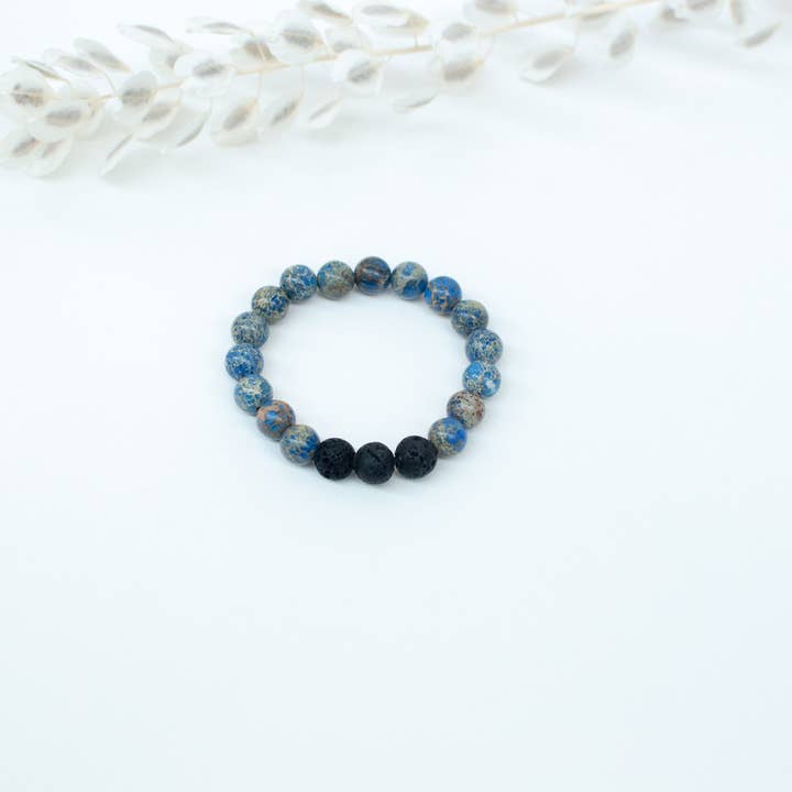 Bracelet d'aromathérapie pour enfants et huile - BLEU FONCÉ pour la vente par Drops of Gratitude