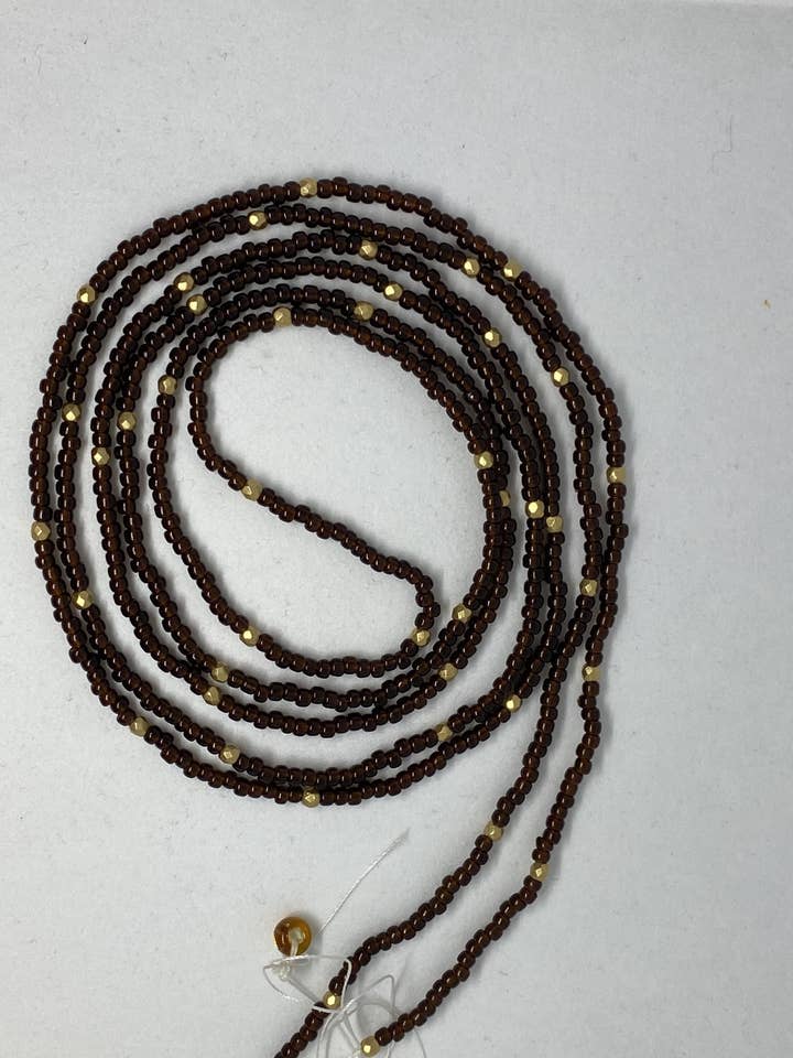 RootBeer Float one 2strand tie on waistbeads for wholesale by Letrice Custom Creations LLC