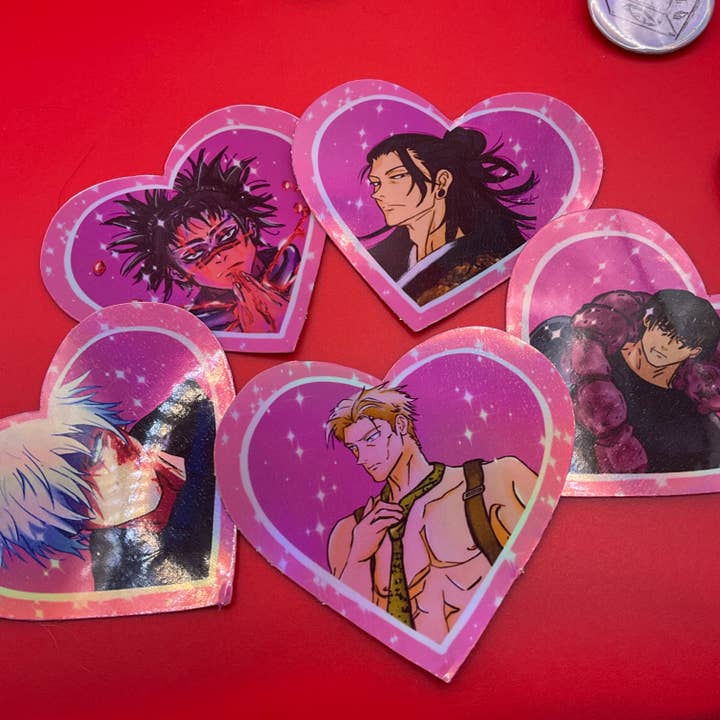 Conjunto de adesivos holográficos JJK Men - Vinil 3 x 2 por atacado de Elegant Potato Anime