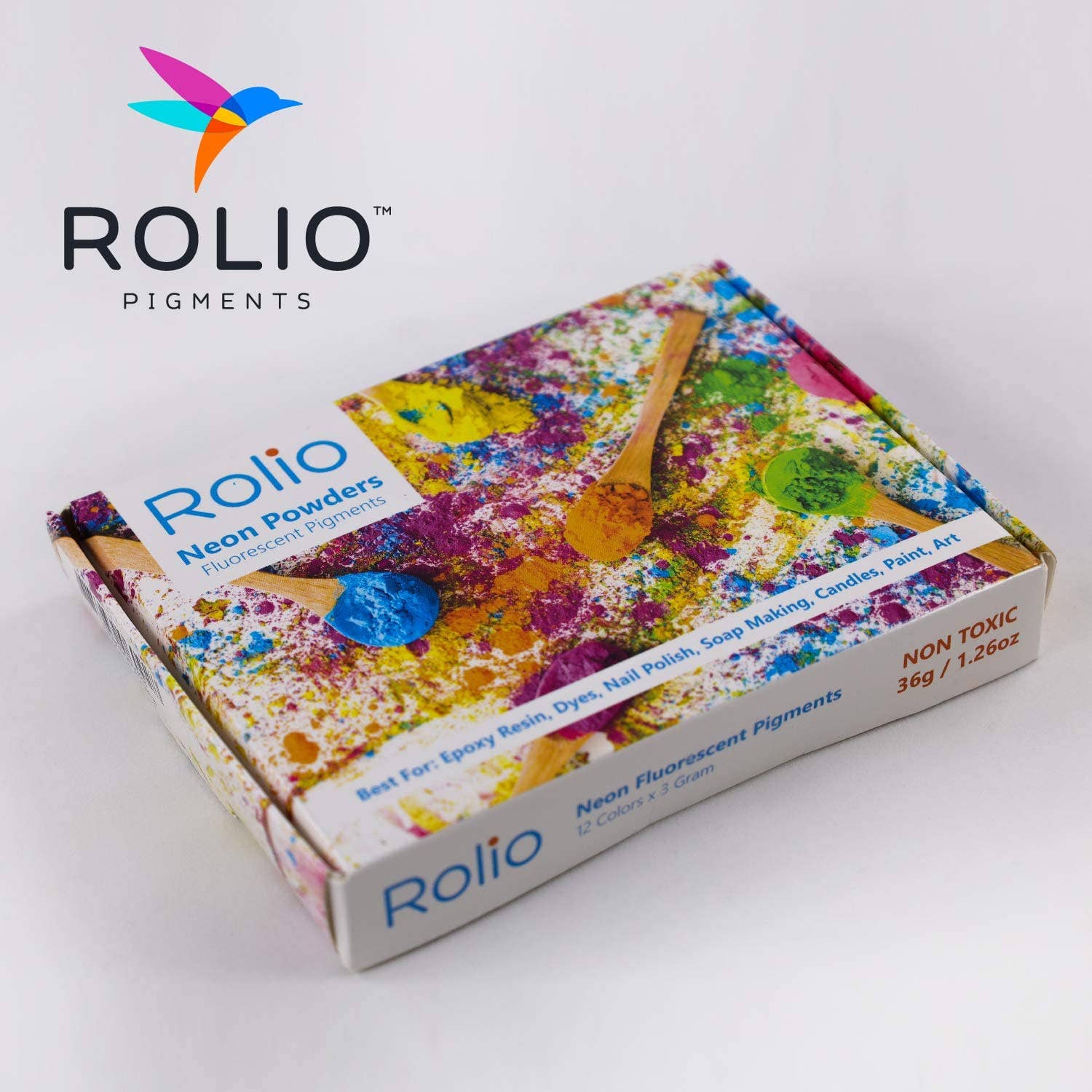 Rolio Pigments - Vente Matériels de bricolage - Poudre fluorescente Rolio - Set de 12 couleurs5