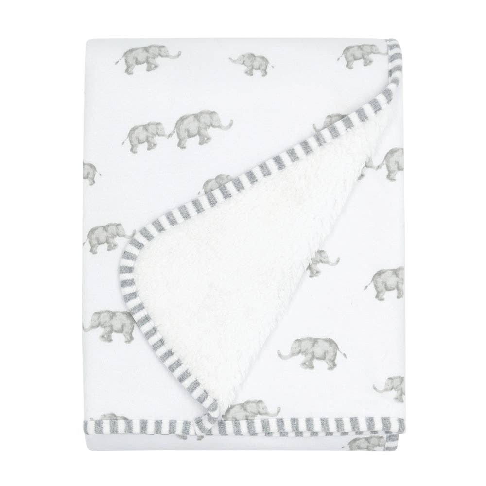 Living Textiles - Wholesale Bedding Blanket - Kids & Baby - Jersey Sherpa Blanket - Elephant Heritage0