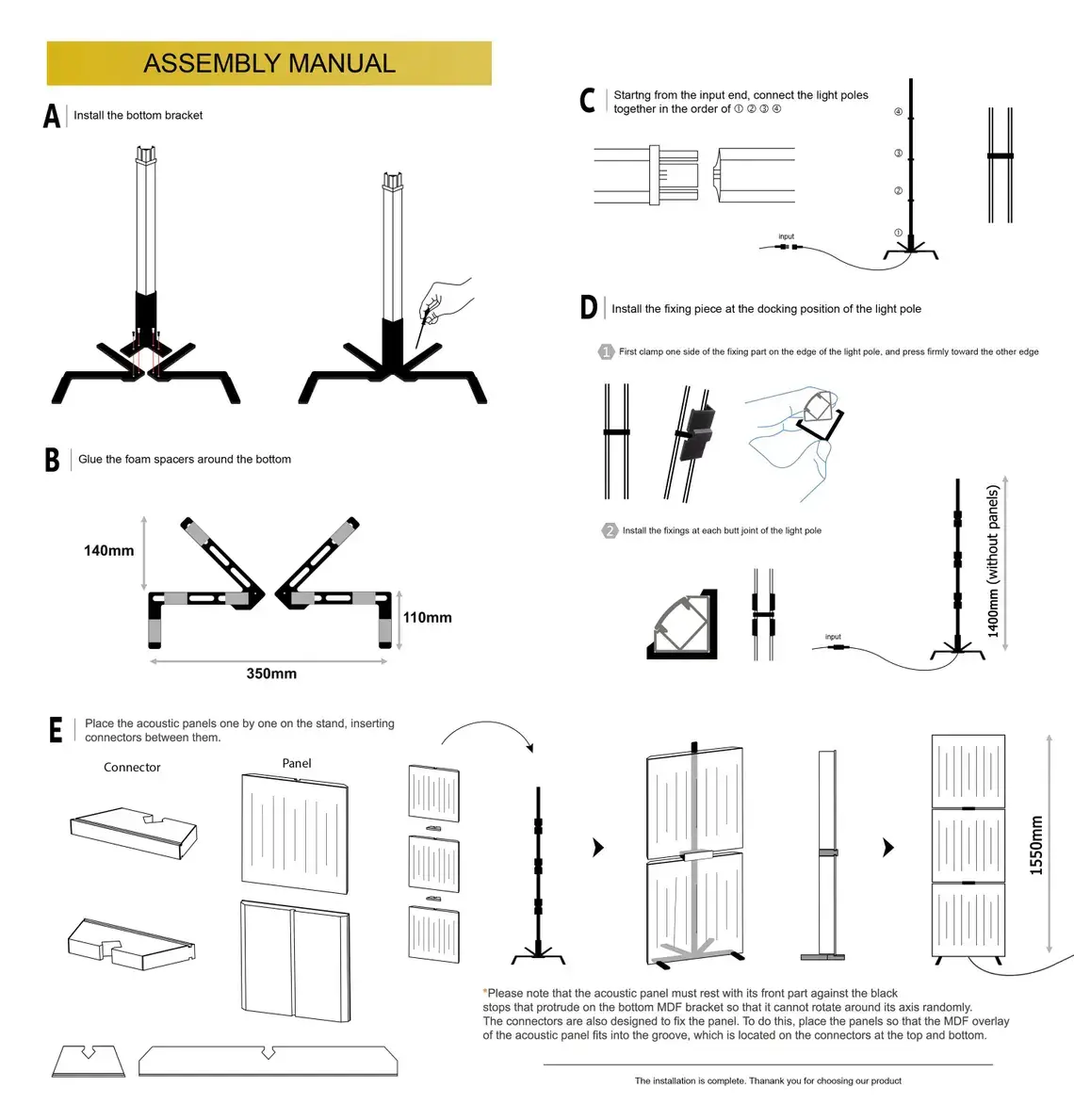 ATB-Sound sp. z o. o. - Wholesale Speakers - 3-Pack WAVE Acoustic Panels with RGB LED Stand Light8