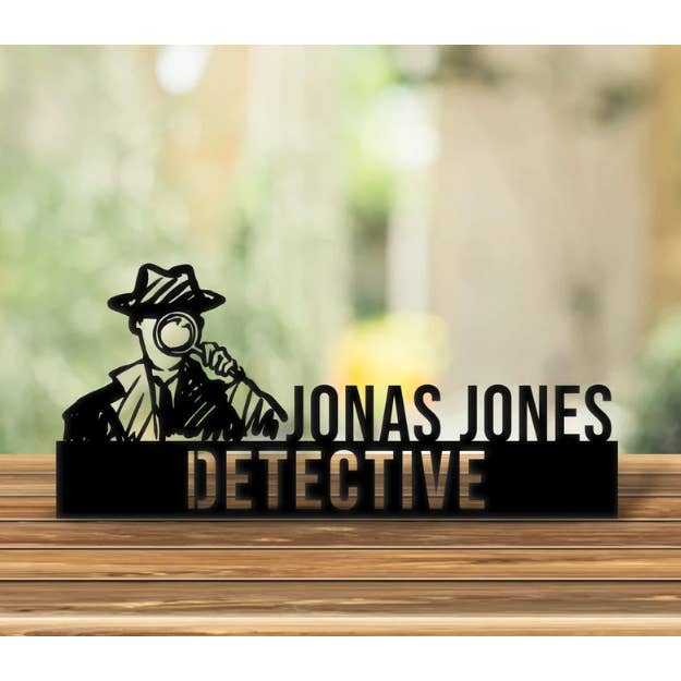 Glow Neon - Venta al por mayor Carteles de escritorio/mesa - Placa de identificación de escritorio de detective de madera personalizada, placa de identificación, regalos