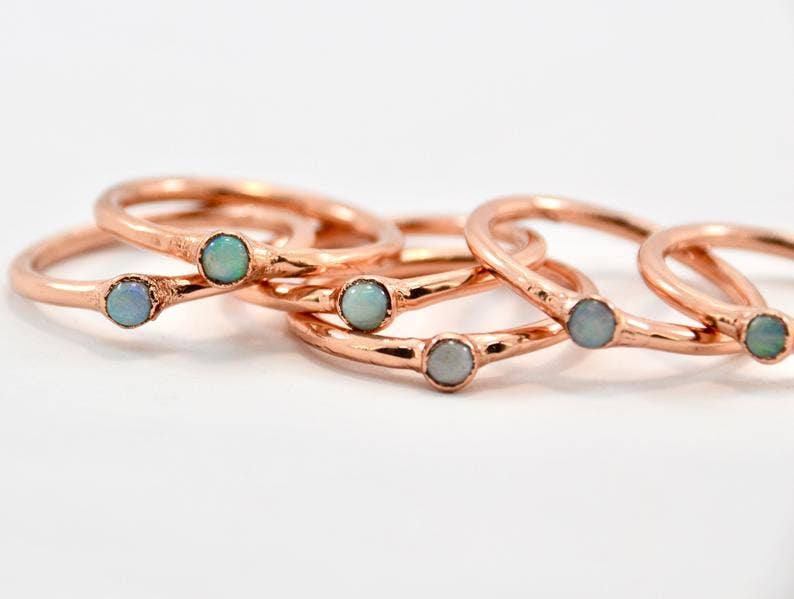 Daddy Daughter Jewelry – Anel de pedra única/solitário por atacado – Anel de opala | Anel de opala delicado | Pedra crua de opala | Anel mínimo4