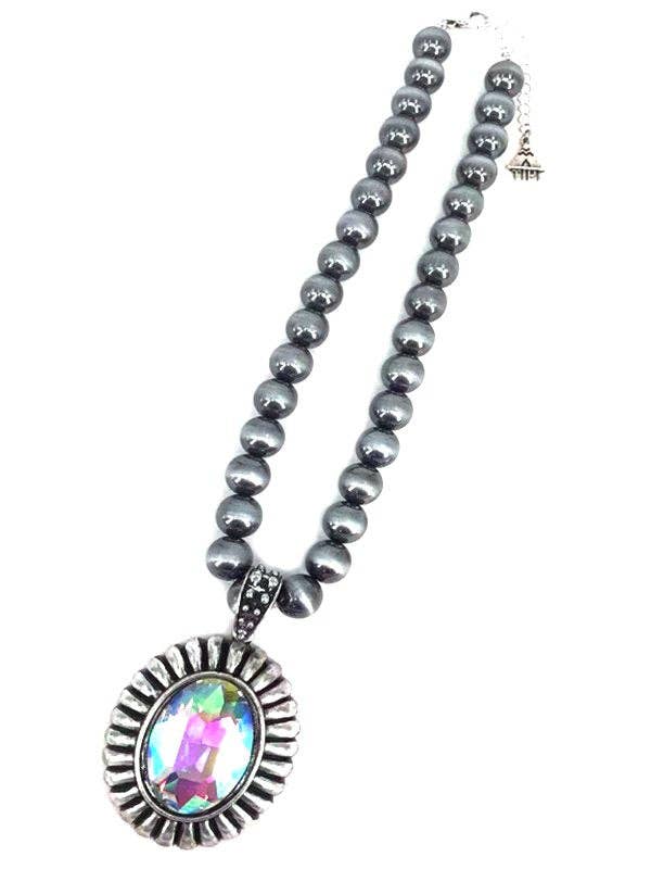 Collana con perle Navajo Concho in pietra occidentale AB per la vendita all'ingrosso da parte di Snowing West