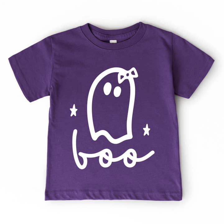 Boo Ghost Sløjfe - Ungdoms Kortærmet Grafisk T-shirt og Småbørns Kortærmet Grafisk T-shirt for engroshandel hos The Juniper Shop Wholesale