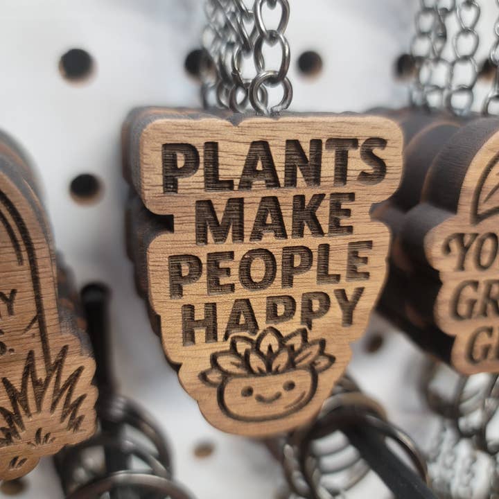 Plants Make People Happy Keychain for wholesale by Two Makers Crew