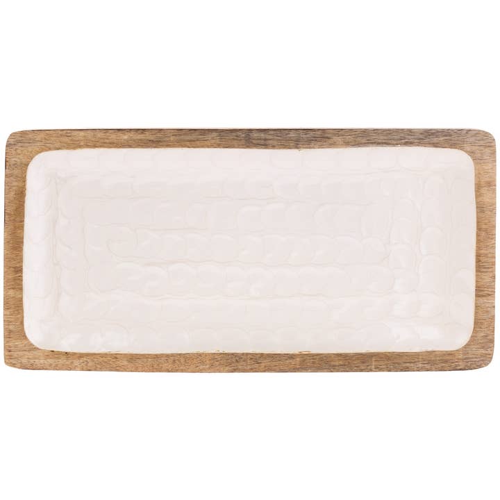 Vassoio rettangolare in legno con madreperla da 16,25" per la vendita all'ingrosso da parte di Boston International